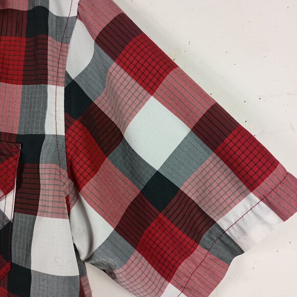 Orvis Mens Plaid Short Sleeve Woven Tech Shirt Button-Up Size M Red/Gray Outdoor - Picture 4 of 7